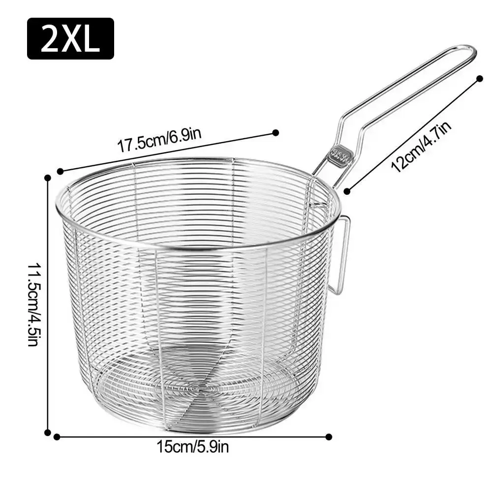 Mini Chips Frituurmand Zeef Gaas 304 Roestvrijstalen Franse Chip Filter Friteuse Serveermand Voor Dumplings Frietjes