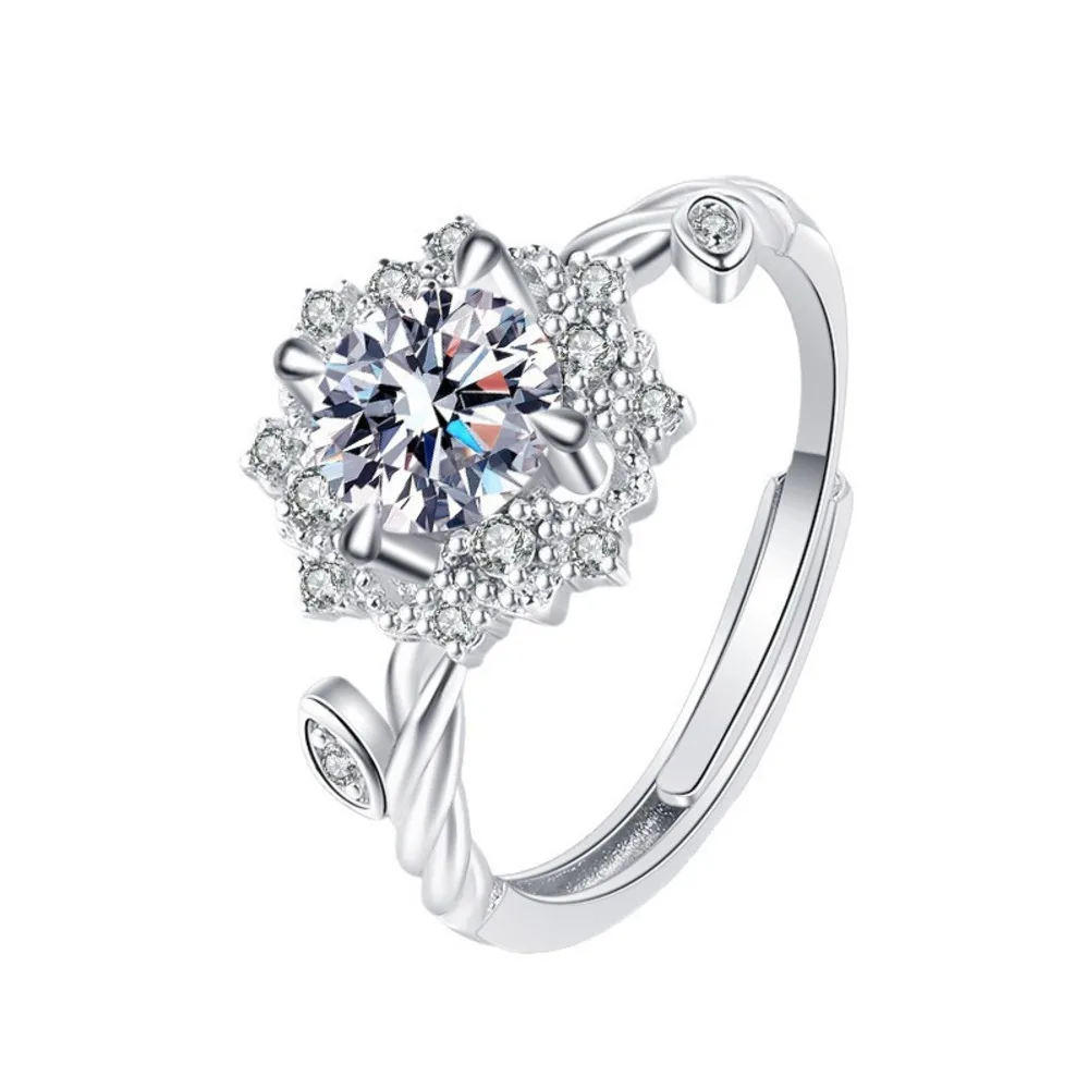 

Кольцо с муассанитом GL 1CT цвета D, из стерлингового серебра S925, с цветочным дизайном и 4-зубчатой закрепкой, роскошное элегантное ювелирное изделие