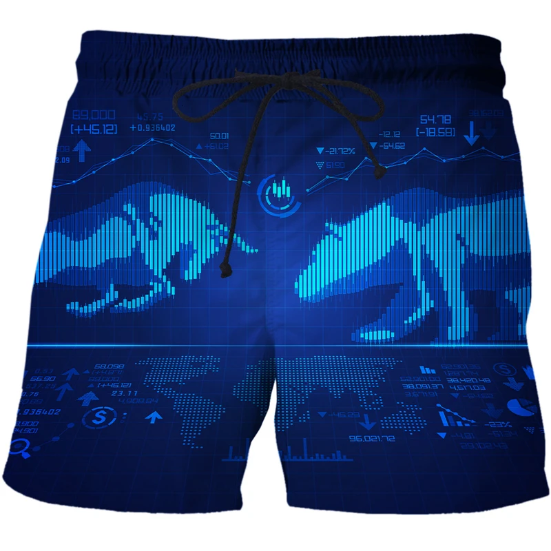 AI Technology Data Illustration Shorts Men Harajuku Shorts Hawaii Beach 3d Print Shorts Casual Hip Hop Mens Short Pants Male