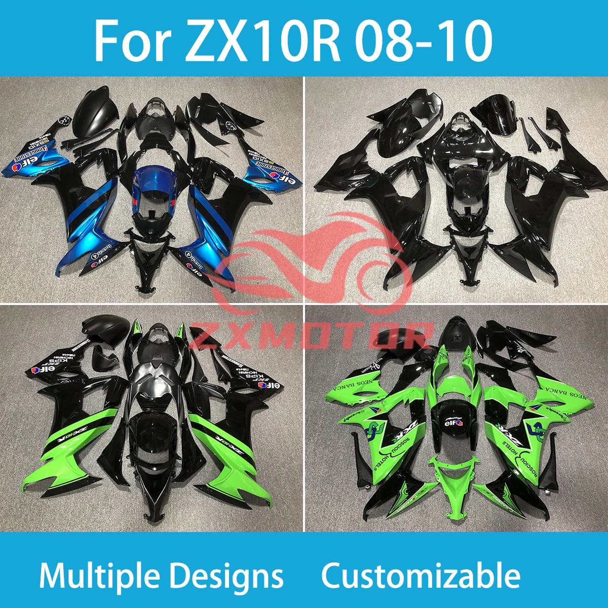 ZX 10R 08 09 10 Cool Fairing Kit for Kawasaki Ninja ZX10R 2008 2009 2010 ZXMT Injection Plastic Full Body Cowling Fairings