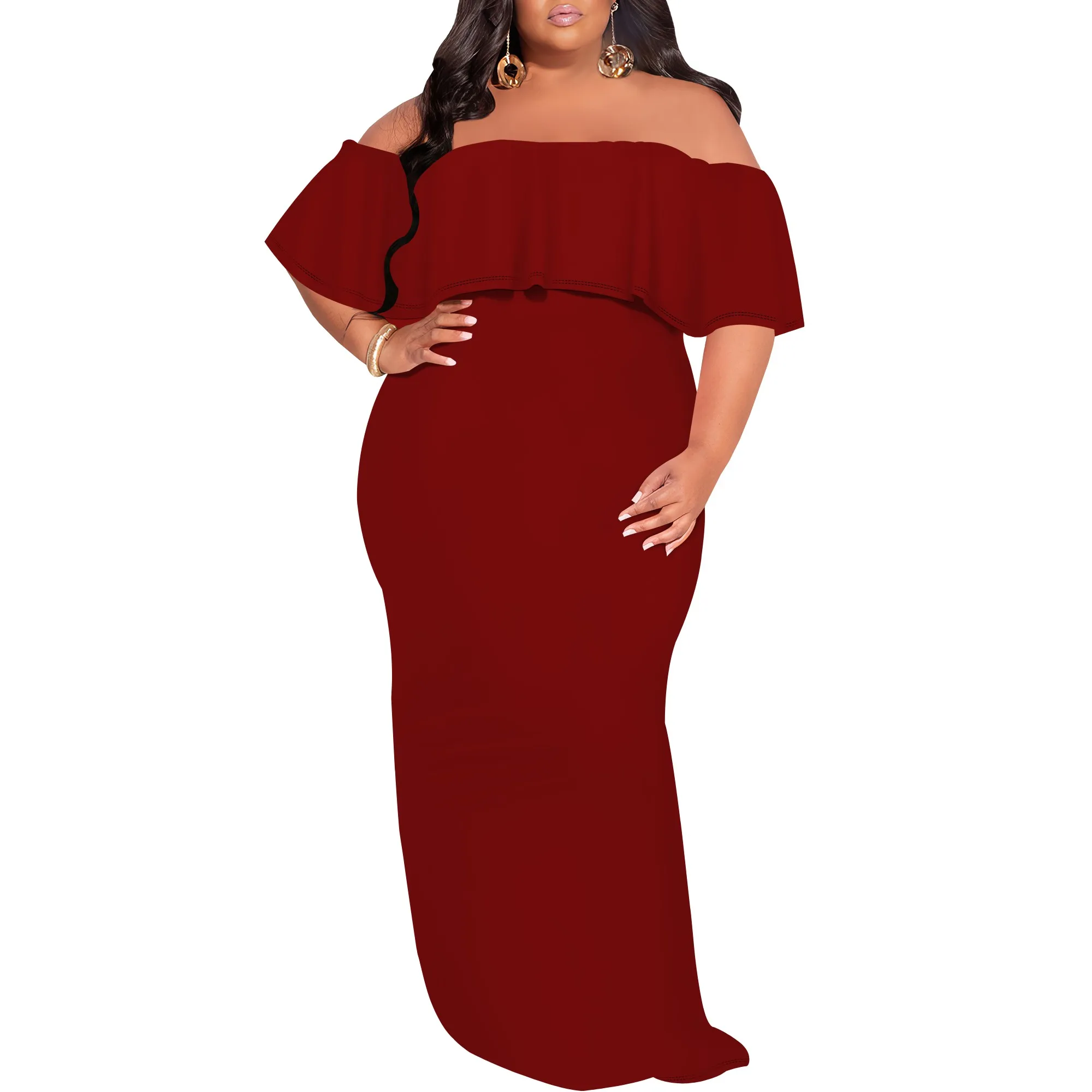 

Women's Off Shoulder Maxi Dress Sexy Hawaiian Long Party Dresses