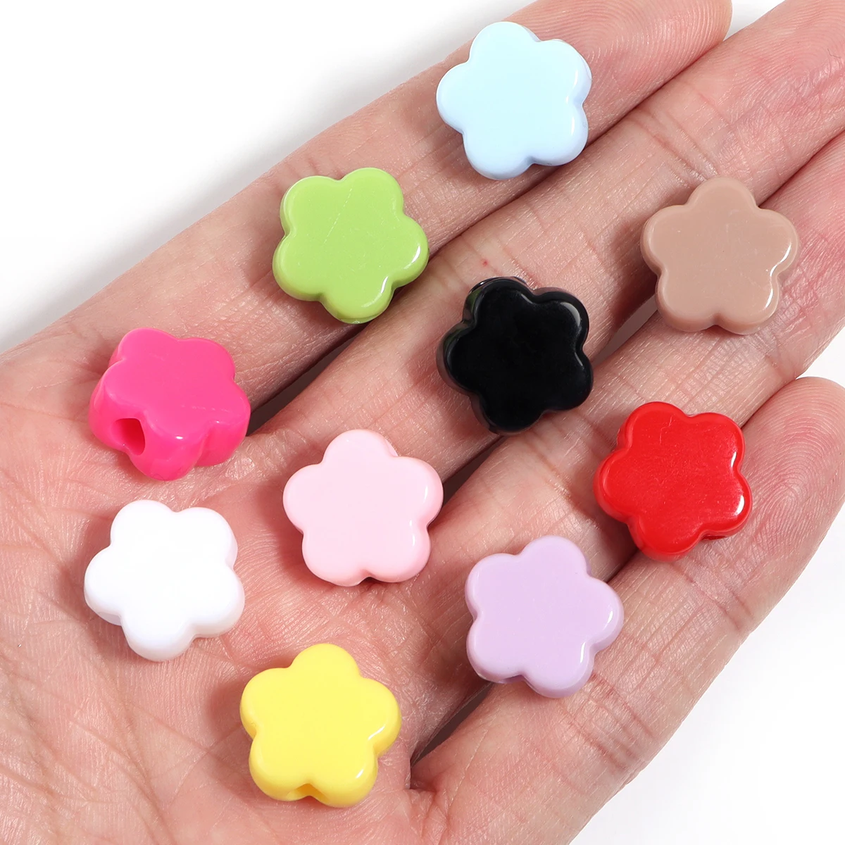 30/50pcs Acrylic Candy Color Beads Square Heart Flowers Shaped Spacer Beads for DIY Necklace Bracelet Jewelry Making Finding image 5