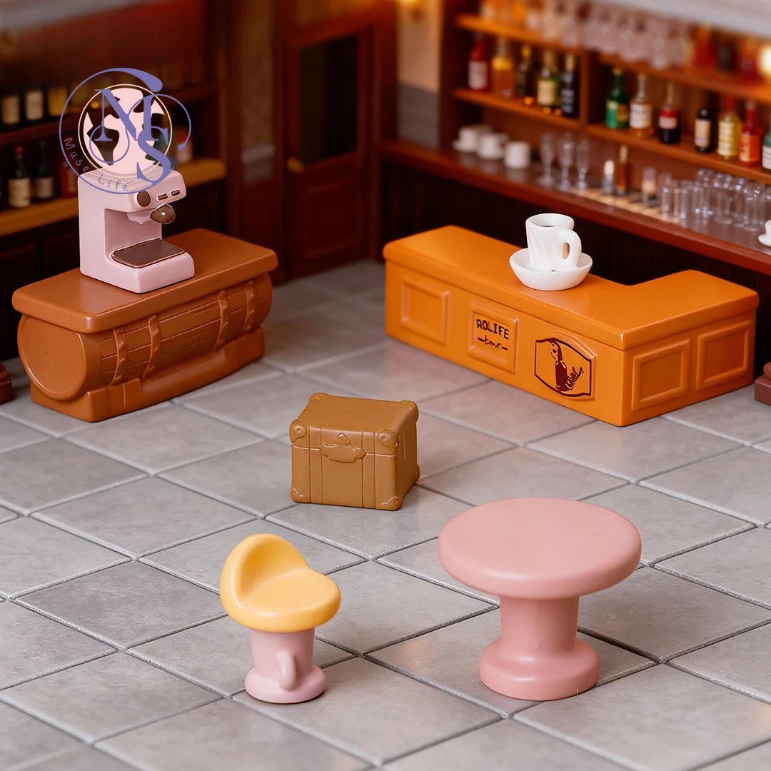 Creative retro style bar counter, high-end niche ornament DIY doll house furniture living room decoration desktop ornament