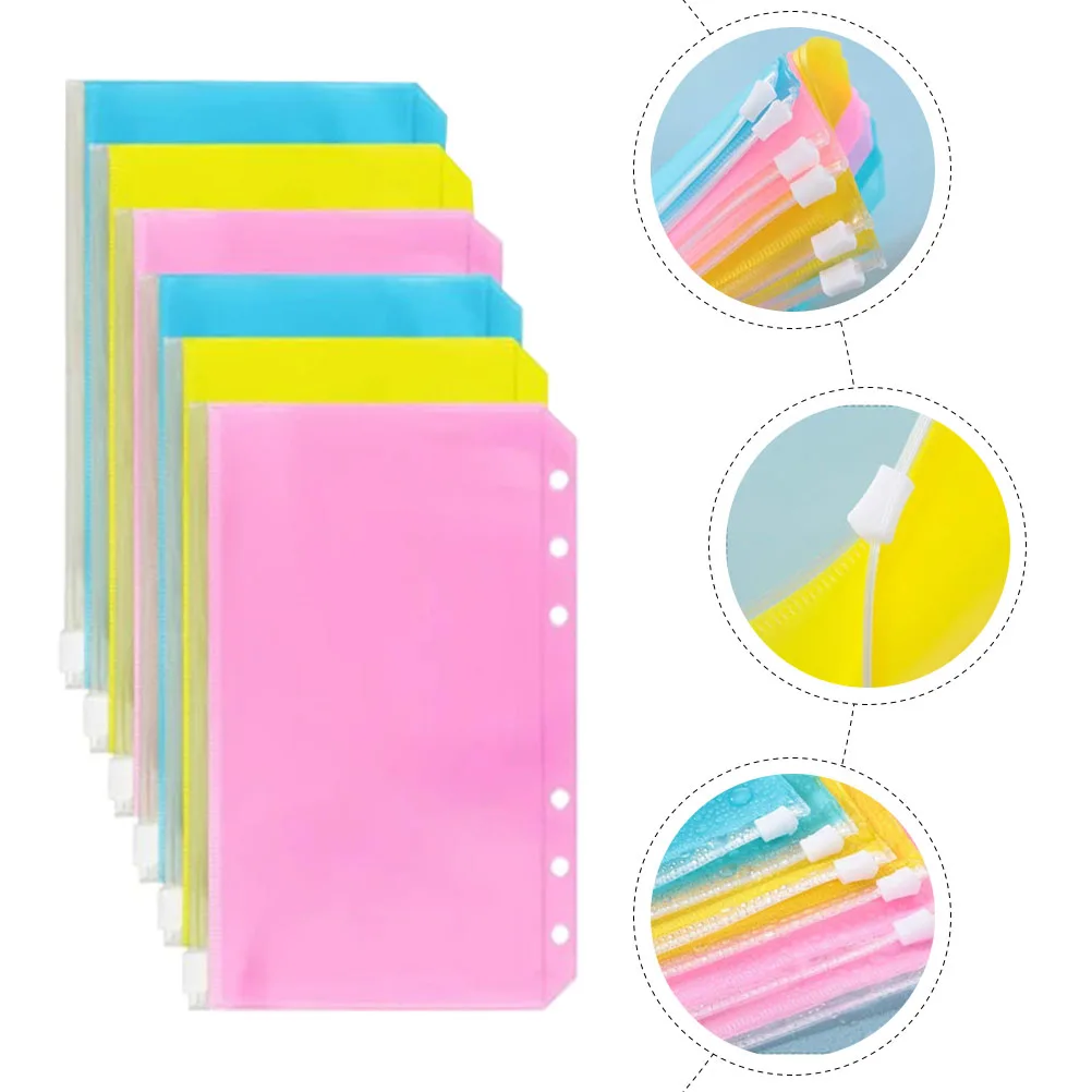 

12 Pcs PVC Receipt Storage Bags Clear Binder Pockets Document Organizer Home Office School Travel Loose Leaf Bags Folder
