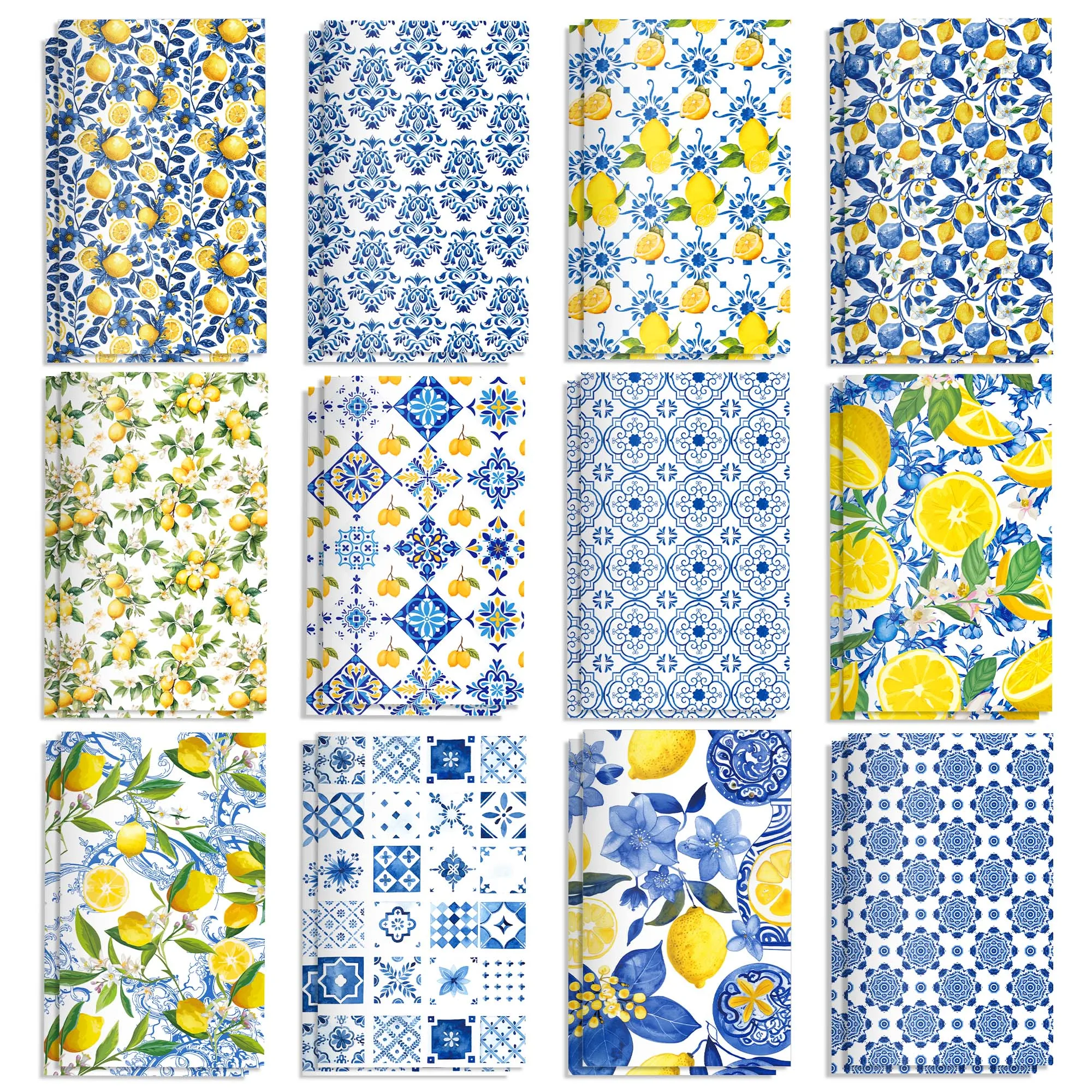 12/24 Stück zitronenblaues und weißes Porzellan-Notizbuch, täglicher Wochenplaner, Notizblock, Tagebuch, Taschen-Notizbuch, Schule, Schreibwaren