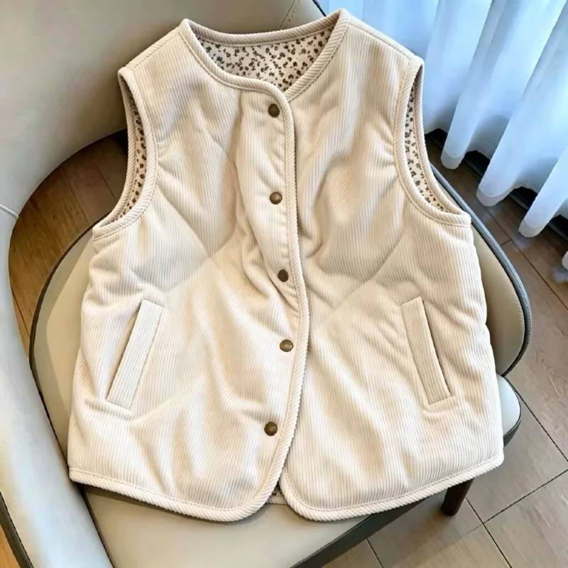 Premium Minority Corduroy Patchwork Vests Plaid Print Loose All-match Jackets Slim Age Reduction Small Fellow Moda Coat