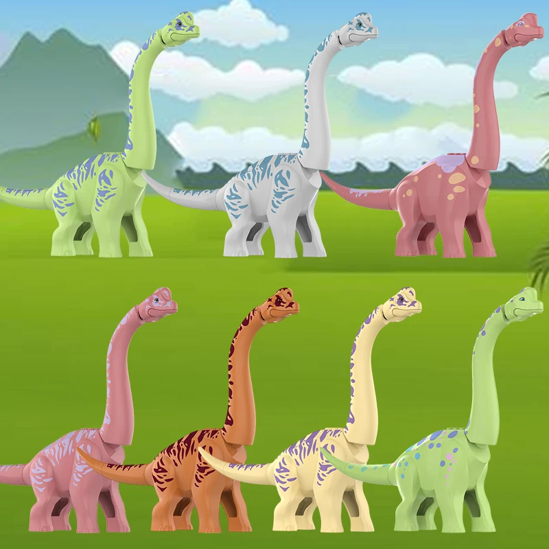 Novos dinossauros mundo dino grande brachiosaurus modelo blocos de construção diy figuras dinossauro tijolos acessórios brinquedos crianças presentes