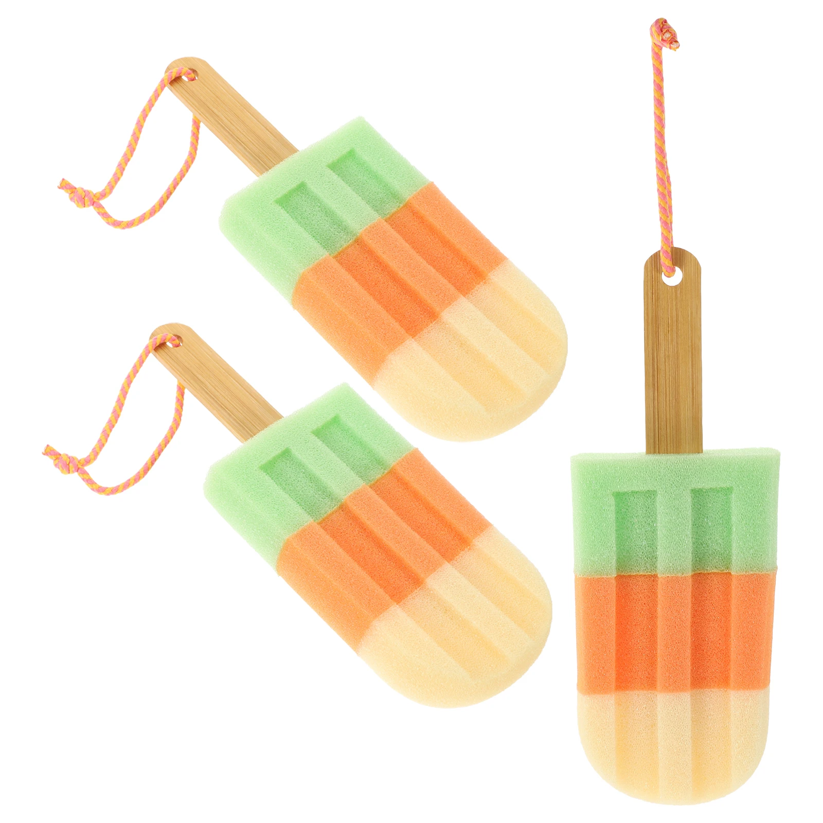 

3pcs Cute Ice Cream Shaped Bath Ball Popsicles Sponge Soft Body Rubbing Towel Bathing Accessories Exfoliating Flower
