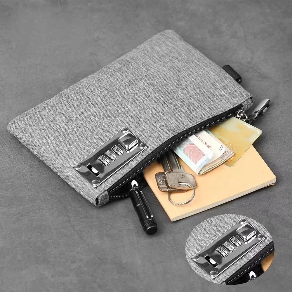 

Coin Purse Lockable Money Bag Anti-Theft Oxford Cloth Wallet With Lock Phone Case Compact Size Men's Clutch Bag Jewelry Passport