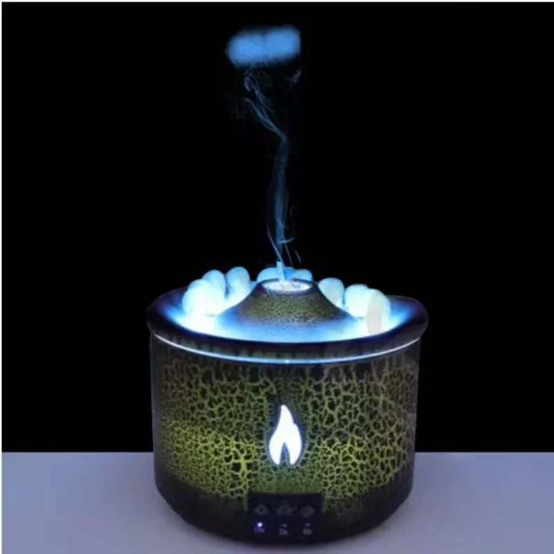 Humidificador de volcán pequeño con grietas completas, máquina de aromaterapia con anillo de humo para el hogar, difusor, máquina de fragancia silenciosa