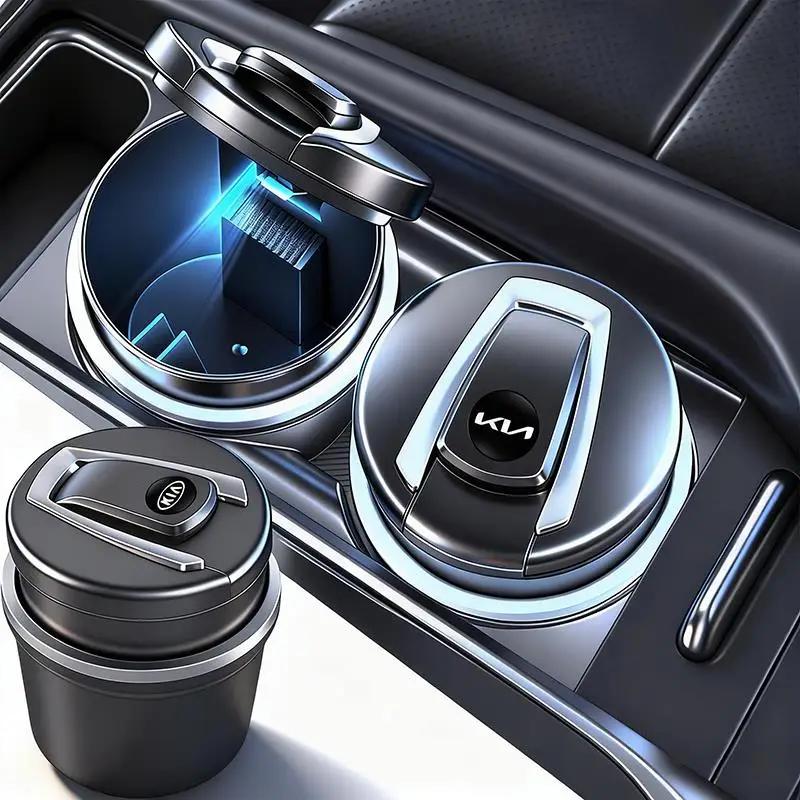 المحمولة مصباح ليد منفضة سجائر السيارة انفصال السجائر الرماد كوب لكيا EV6 ستينغر ريو سورينتو بيكانتو Ceed Borrego Syros K4 K5 K8