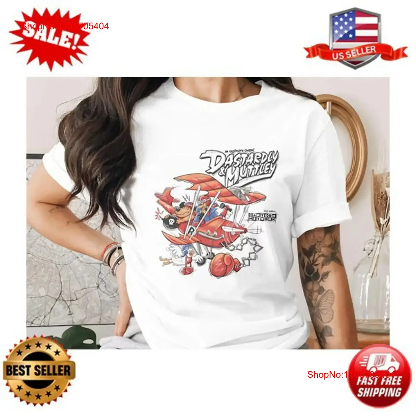 Dastardly Muttley Wacky Races Flying Machine T Shirt long or short sleeves vintage Washed Stylish homme Unisex Breathable