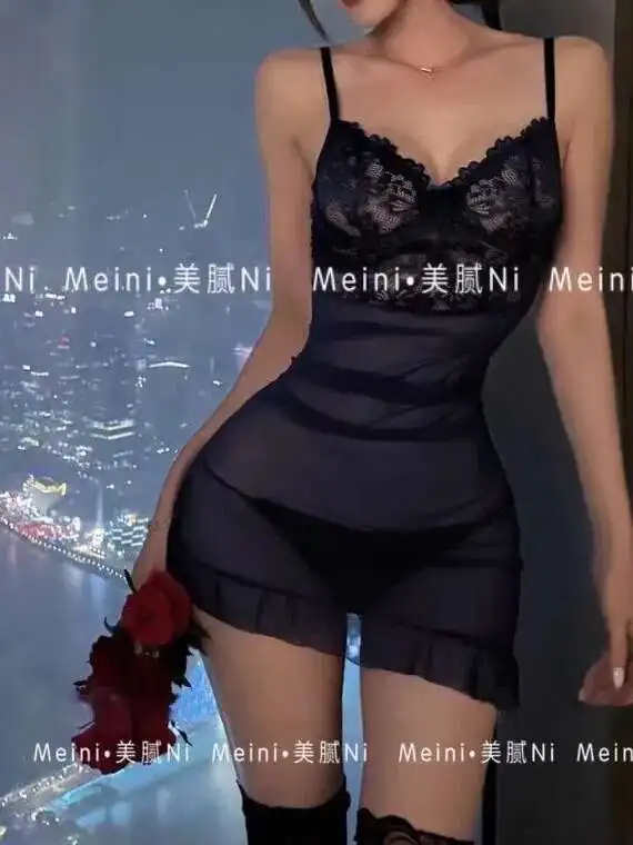 steel rims small chest sleepwear pure desire lace wrapped buttocks tank mini dress uniform seductive spicy dress elegant 8SCJ