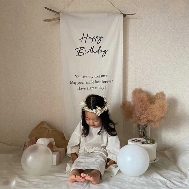 Simple Letter Happy Birthday Hanging Cloth Ins children Room Birthday Decoration Arrangement Photo Tapestry Party Dressing Prop