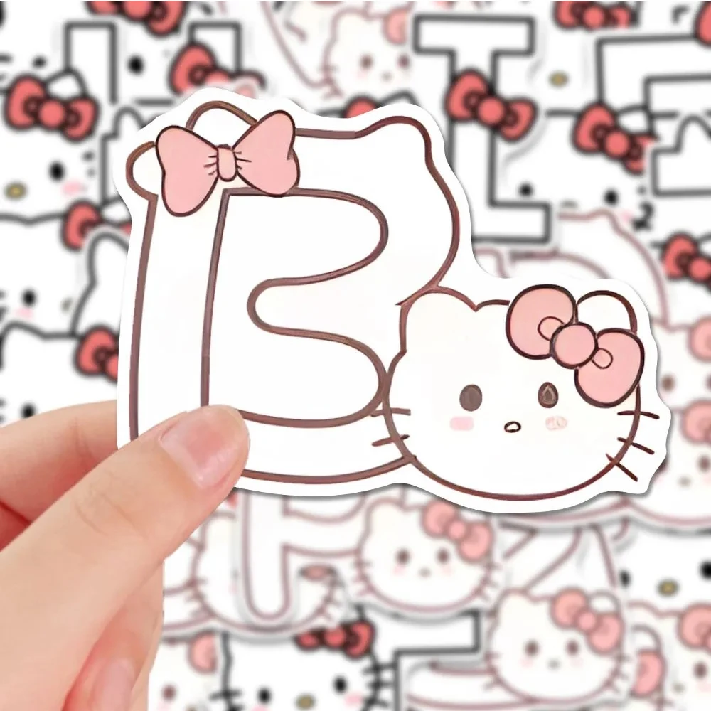 10/30/50PCS Sanrio Pink Hello Kitty Letter Stickers Decoration Suitcase Scrapbooking Phone Laptop Stationery Kid\'s Toy Sticker