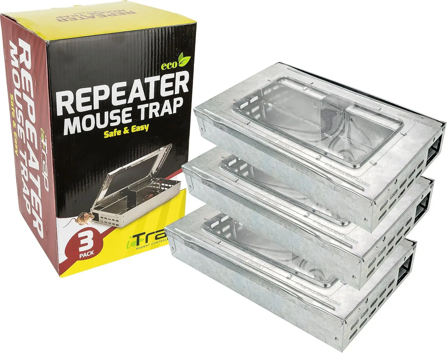 

Multi-Catch Humane Mouse Trap with Clear Top, Repeater Mouse Trap for Home & Office, Set of 3