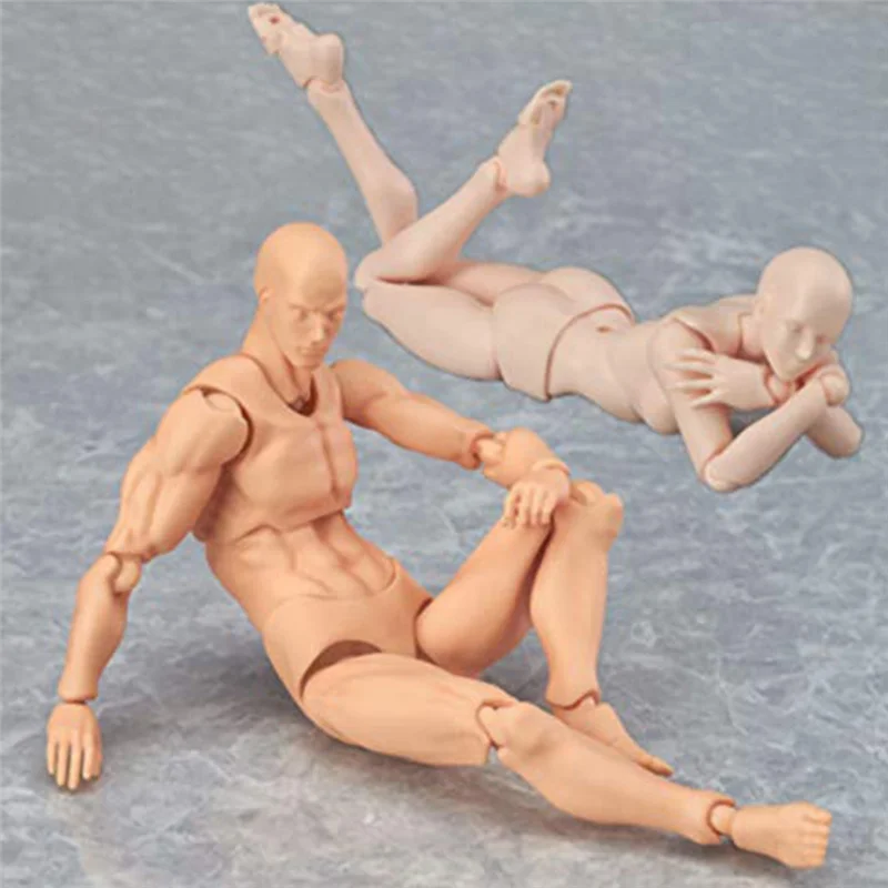 A52TBody Doll, Artists Manikin Blockhead Jointed Mannequin Drawing Figures Male+Female Set (Skin Color)