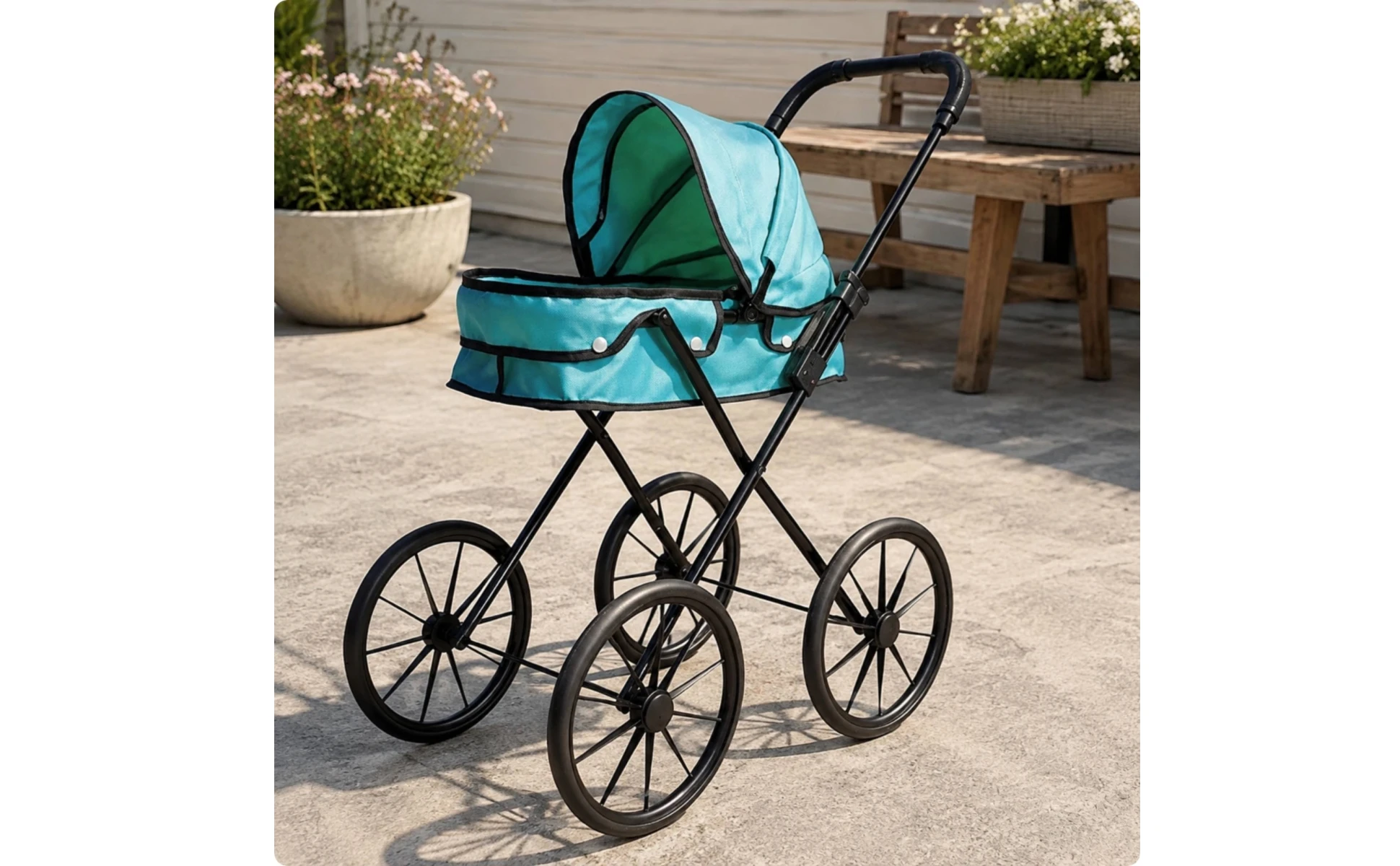 Pretend-Play Doll Stroller Long-Lasting Foldable Doll Stroller with Canopy Portable Easy to Clean for Children Ages 4-6