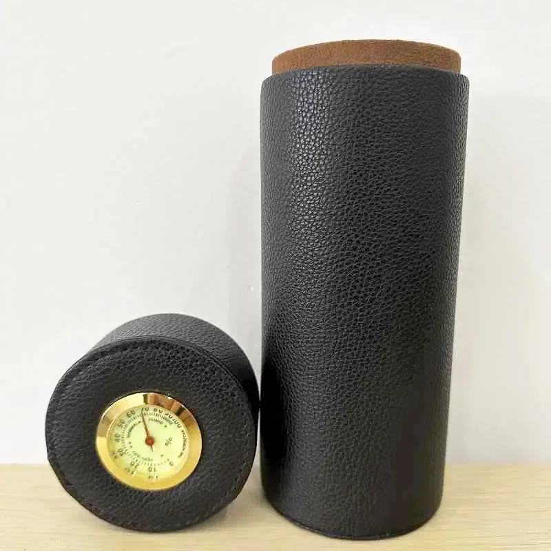 

Leather Travel Humidor Cigar Box Cedar Wood Portable Cigar Case Humidifier Hygrometer Box Cigar Accessories Fit 5 Cigars 17