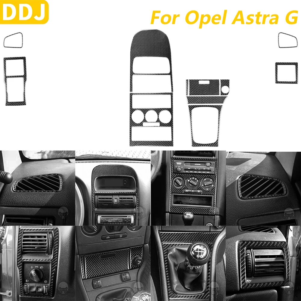 For Opel Astra G 1998-2003 Carbon Fiber Central Control AC Radio CD Gear Shift Air Vent Panel Trim Set Car Accessories Sticker