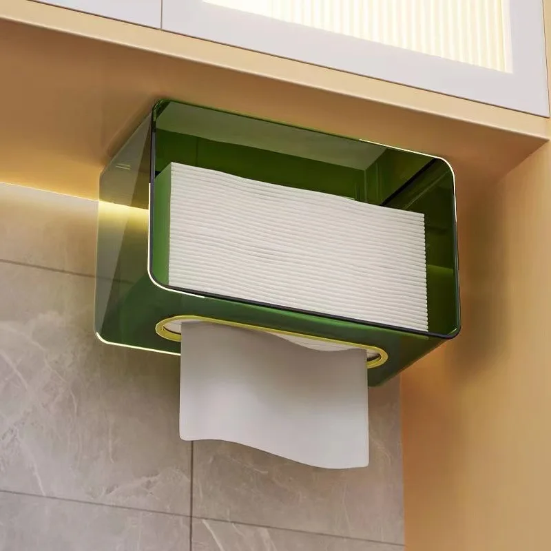 Hanging Tissue Box Cover,Wall Mount Rectangular Clear Acrylic Mask Case Holder Tissue Dispenser Box Cover for Home Use