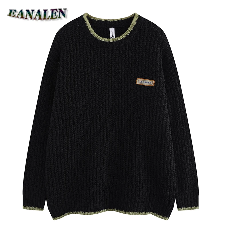 

Harajuku Vintage Color Clashing Knit Thick Sweater Men's Winter Oversized Jumper Pullover Gothic Grandpa Ugly Sweater Women's