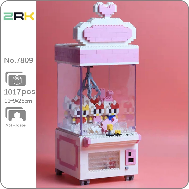 ZRK 7809 Playground Heart Clip Doll Machine Catcher Cat Pet Animal Mini Diamond Blocks Bricks Building Toy For Children No Box