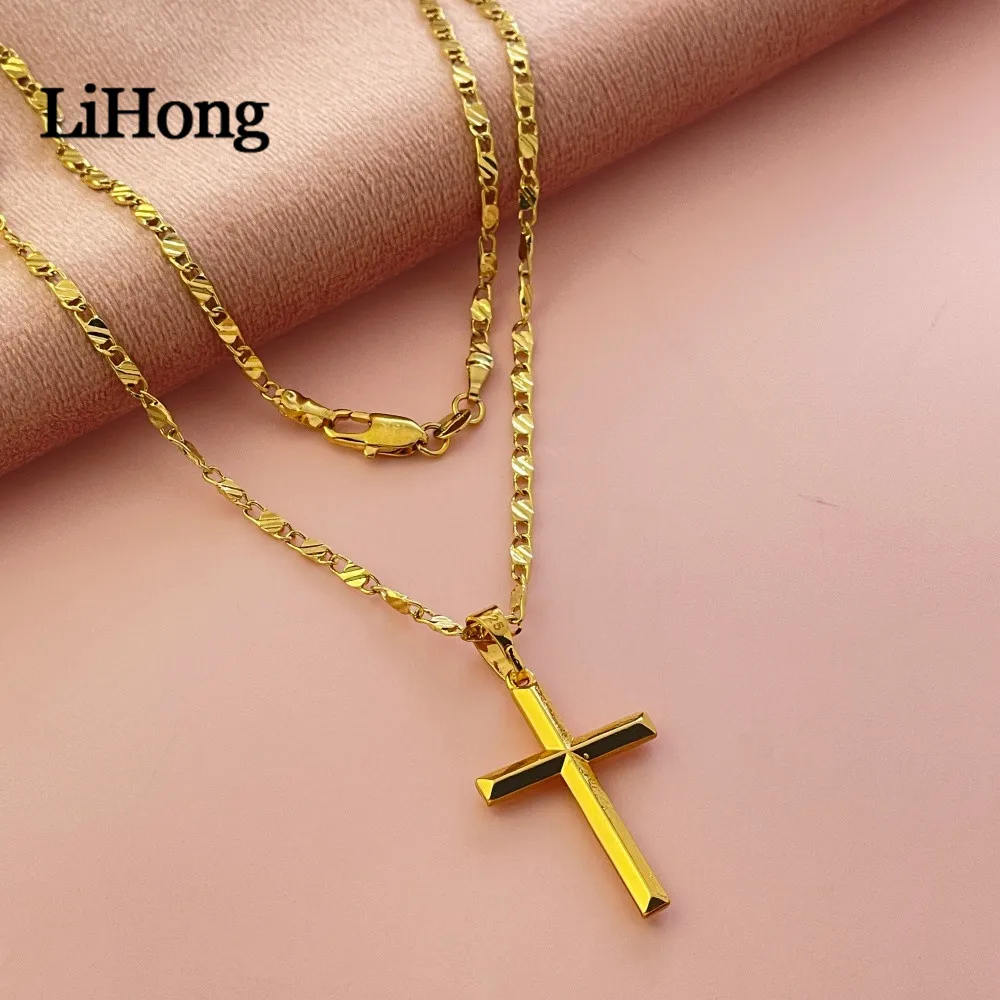 Fansilver 925 Sterling Silver Cross Pendant Necklace Unisex Jewelry Gift Adjustable Chain Length 16-30 Inches