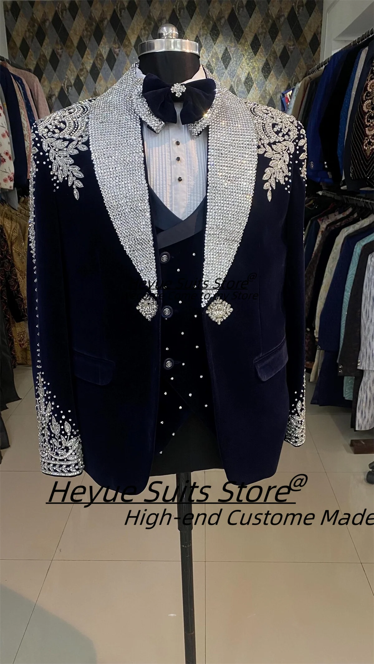 الفاخرة وسيم الرسمي العريس الزفاف البدلات الرسمية مخصصة سليم صالح شال التلبيب الرجال الدعاوى 3 قطع مجموعات زي أنيق أوم #1