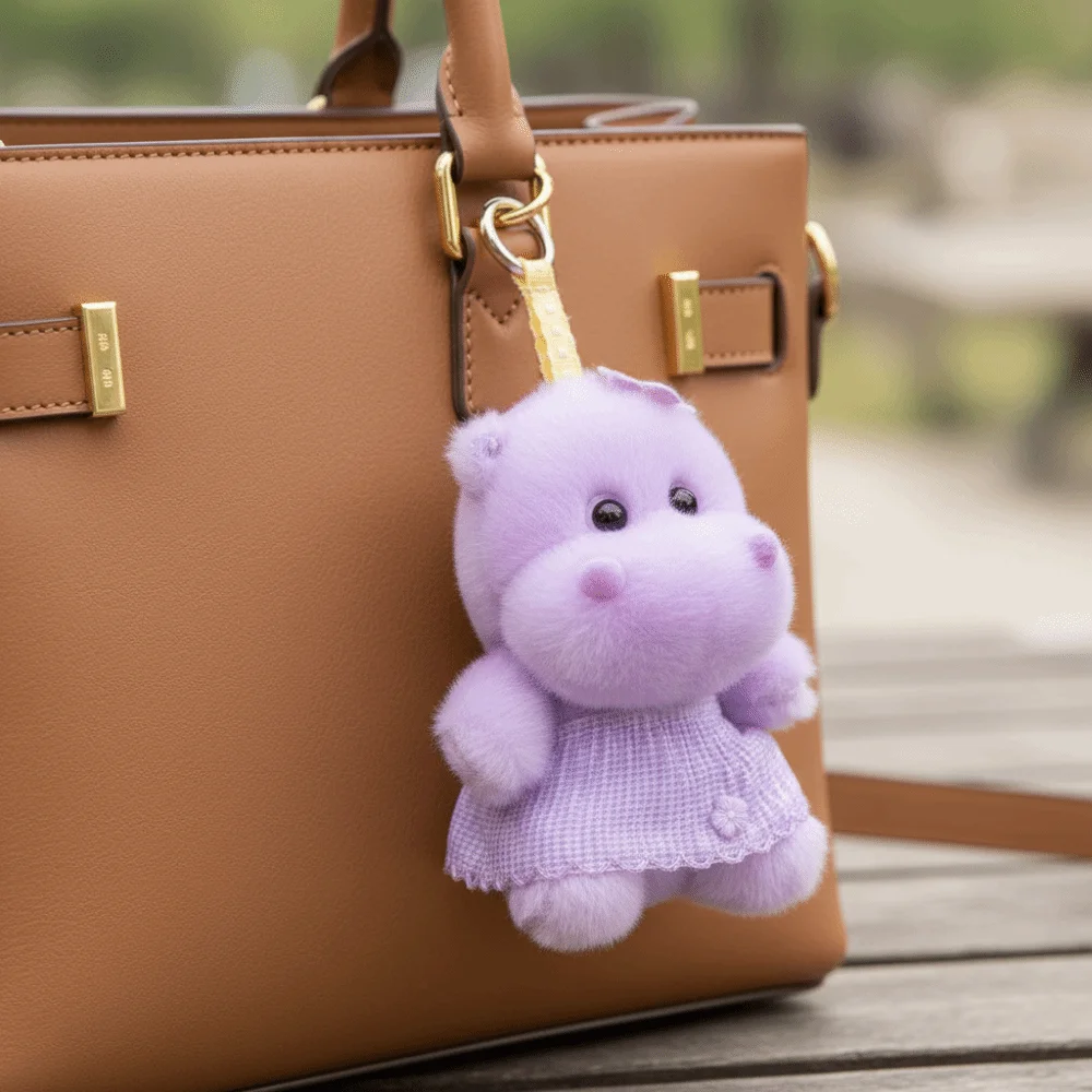 

Плюшевый брелок-бегемот из ПП-хлопка, реалистичная мягкая игрушка-бегемот, плюшевые украшения, милый плюшевый бегемот 15 см, фиолетовый