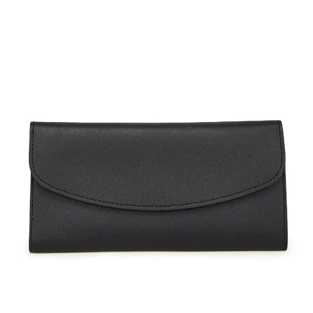 Elegant PU Leather Long Wallet Multi Card Slot Foldable Trifold Purse Solid Color Slim Clutch Bag for Men and Women