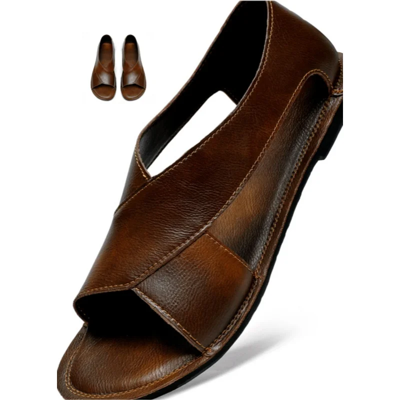 2026 Summer New Men'S Handmade Slippers With Hollow Upper Fashion Sandals Suitable For Indoor And Outdoor Daily Casual Wear