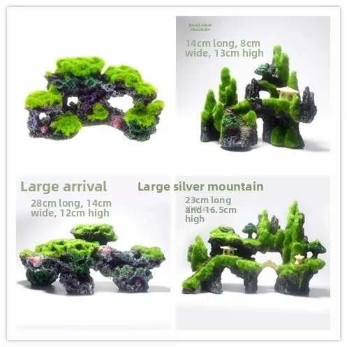 Flocking Resin Aquarium Decoration Craft Figurine Landscape Stone Decorations Mossy Hideaway House for Fish Tanks
