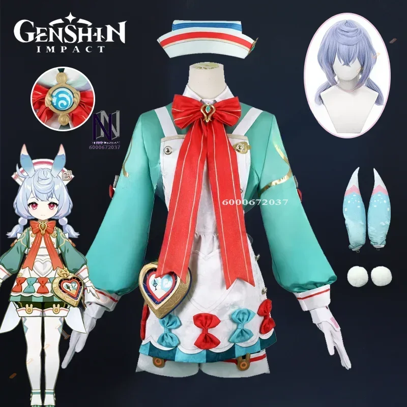 Genshin-Disfraz de Sigewinne para mujer, vestido, peluca, uniforme Fontaine, sombrero de Lolita, orejas de cola, fortaleza, Meropide, Halloween