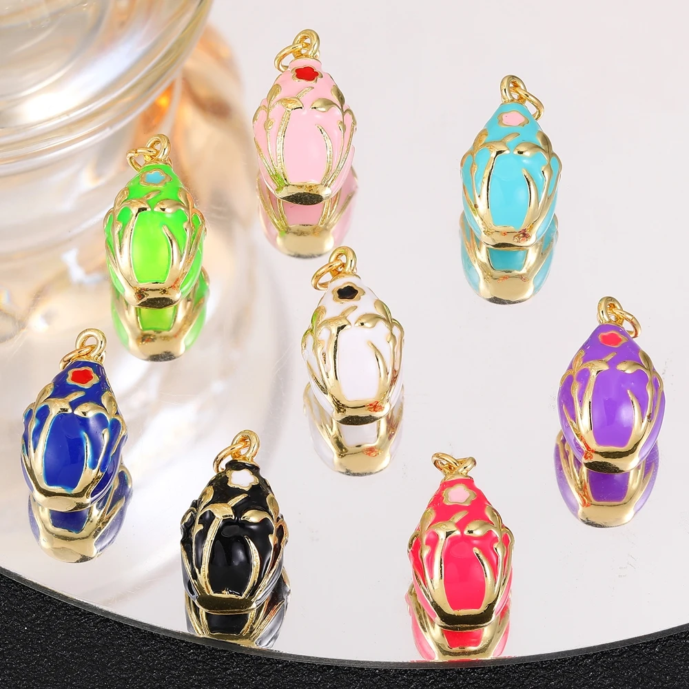 Juya 18K echtes Gold vergoldet Handwerk Emaille Bullet Lattice Oval Charms für DIY Frauen Luxus Ohrringe Halskette Armbänder Herstellung – Detail 16