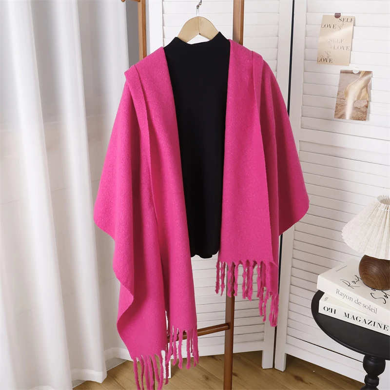

Fashion Solid Color 2025 Women Scarf Winter Hijabs Tessale Tassels Long Lady Shawls Cashmere Like Pashmina Hijabs Scarves Wraps