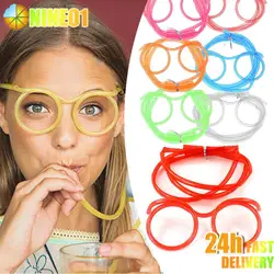 Słomkowe okulary śmieszne miękkie PVC elastyczne słomki do picia Kids Party Party Supplies Bar Supplies Creativity zabawka Kids Gift Party Party