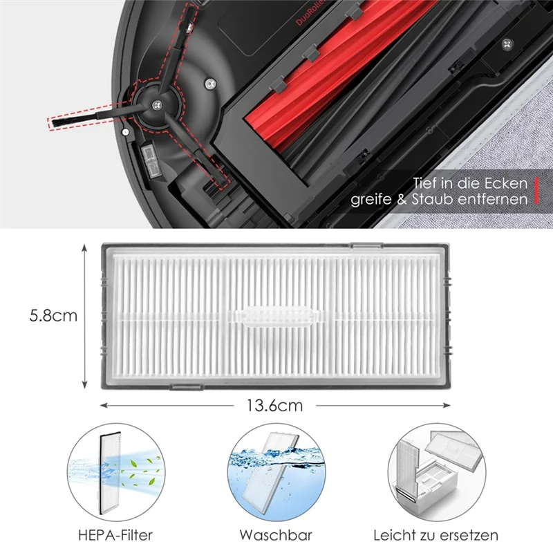 Accessory Set for Roborock S8 Pro Ultra, Spare Parts Robot Vacuum Cleaner Replacement Parts Robot Vacuum