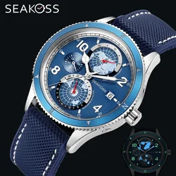 SEAKOSS 100M Men's Diving Watch Fully Automatic Mechanical Watch Year Month 24 Hours Display FKM Strap Super Luminous Wristwatch