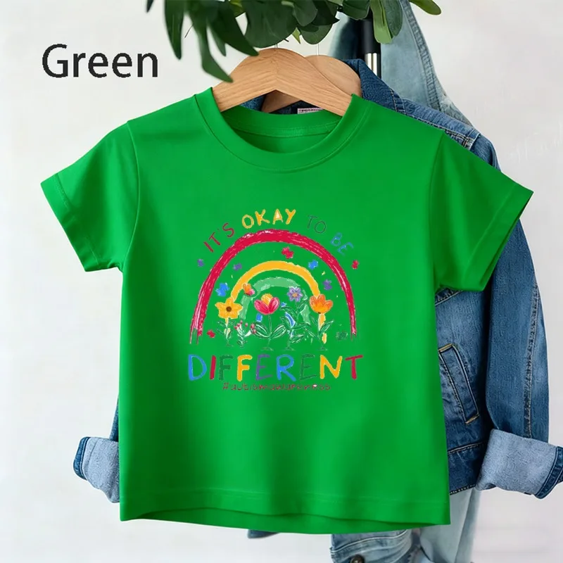 قميص التوعية بالتوحد حسنًا أن تكون قمصان مختلفة هدية التوحد للفتيات والأولاد ملابس أطفال 100 قطن تي شيرت طاقم تي شيرت