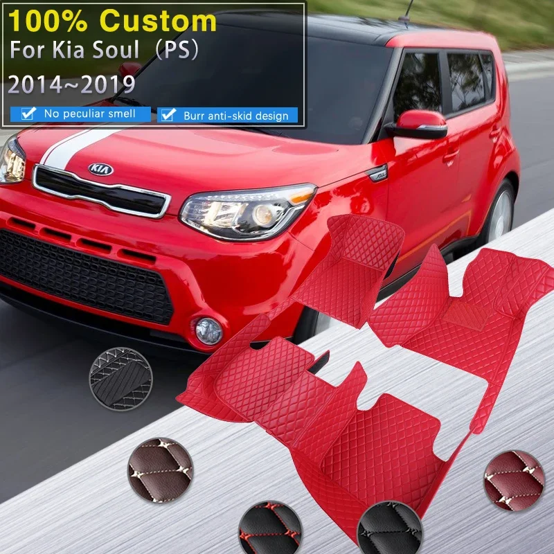 

Complete Car Floor Mats For Kia Soul PS 2014~2019 Carpet Luxury Leather Mat Waterproof Rugs Anti Dirty Pad Interior Parts Car Ac