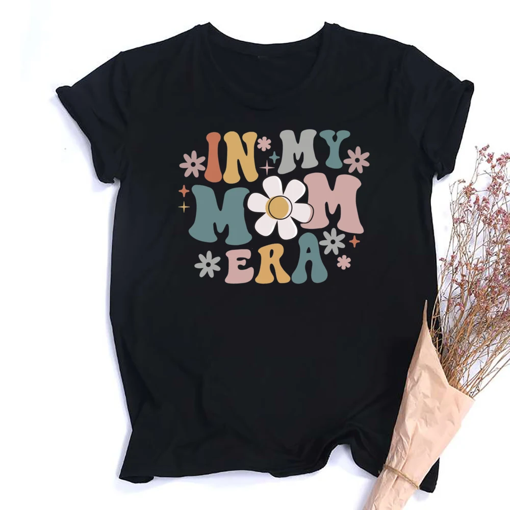 

In My Mom Era Letter Print Tee Tops Crew Neck Loose Casual T-shirt Casual Short Sleeve Comfort Top Best Present To Mother