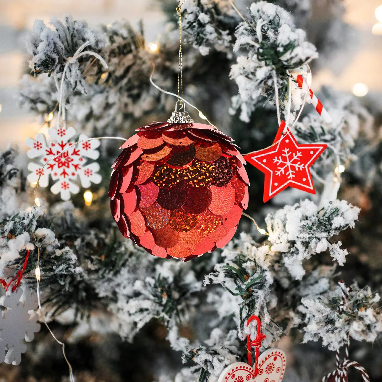 

Christmas Tree Hanging Ornament Shatterproof Holographic Sparkle Ball Xmas Tree Decor for Indoor Outdoor Holiday Party