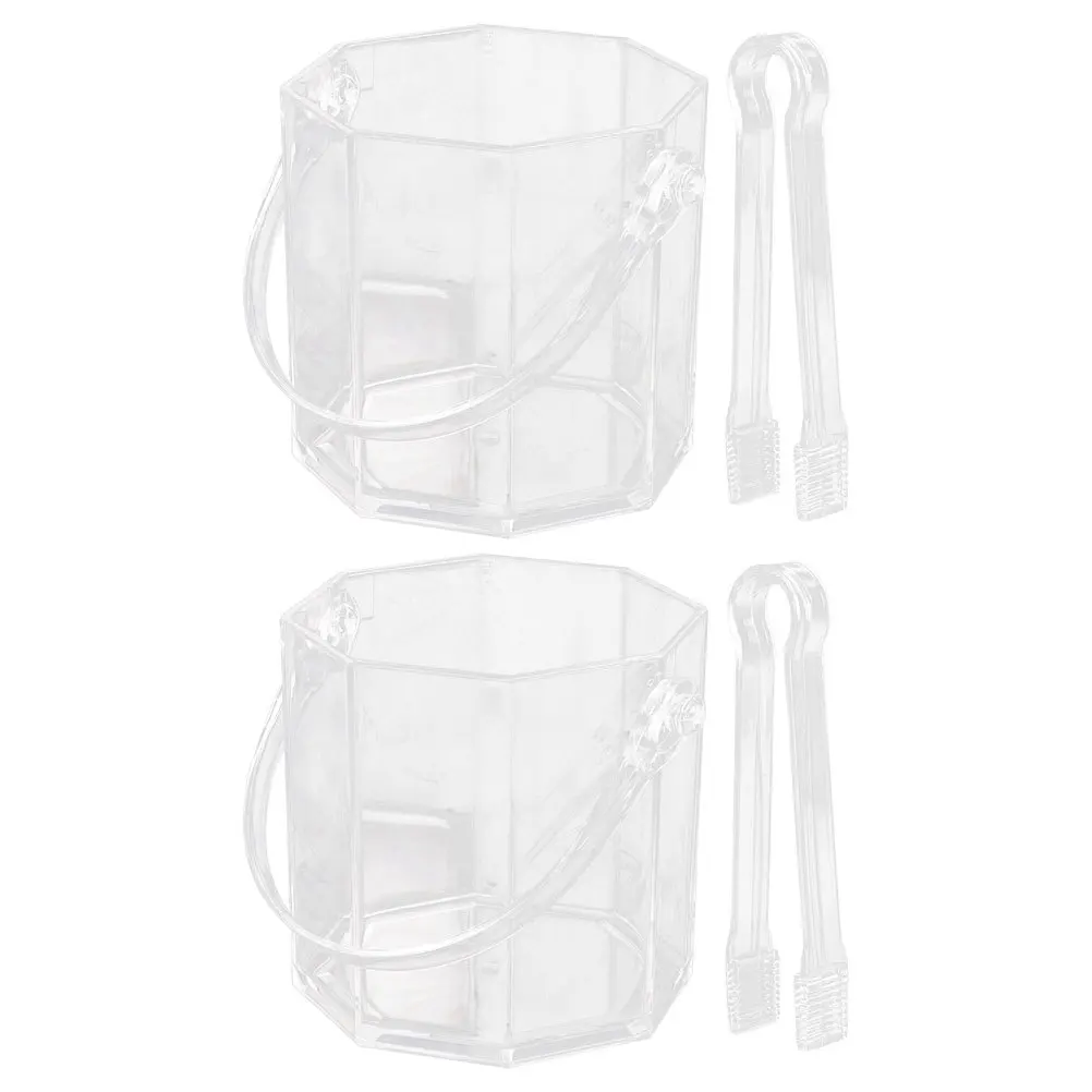 

2 set Portable Ice Buckets Clear Acrylic Large Capacity Freezer Ice Bin For Chilling Beverages Outdoor Party Camping Beach