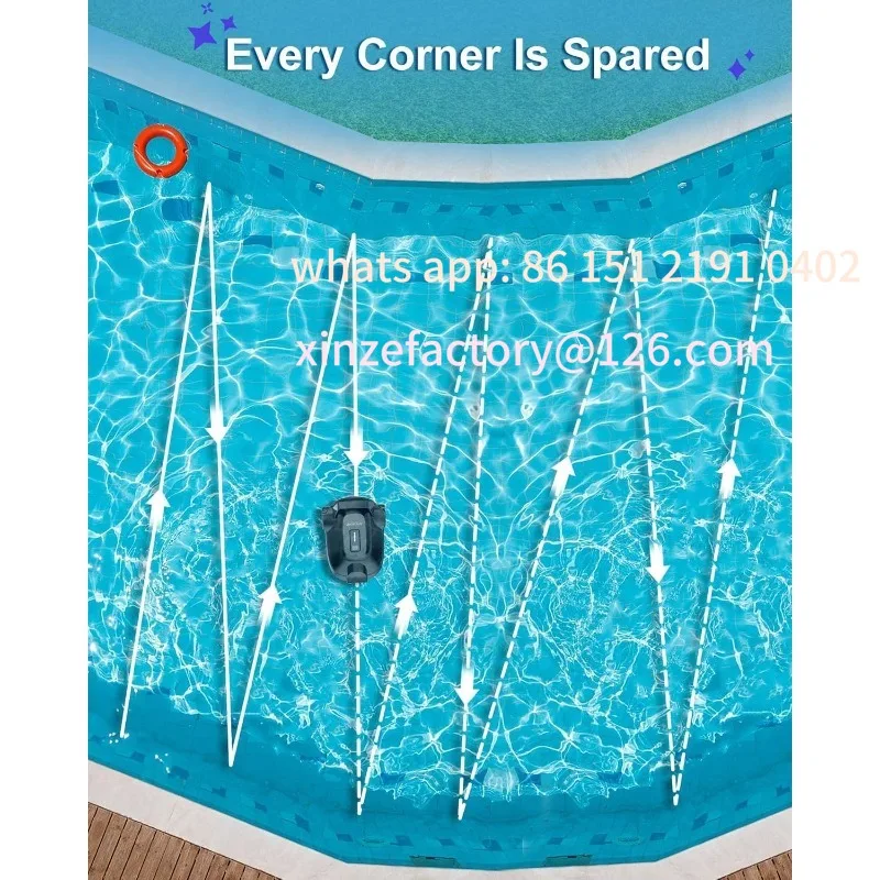 Robotyczny odkurzacz do basenów z możliwością personalizacji, akumulatorowy robotyczny czyścik do basenów naziemnych i gruntowych, do basenów płaskich, do basenów o powierzchni do 90 m².