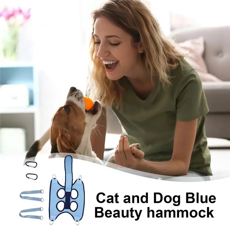 ABAE-Breathable Cat Restraint Holder Cat Grooming Harness Nail Trimming Pet Hammock Dog Grooming Helper With Security Strap