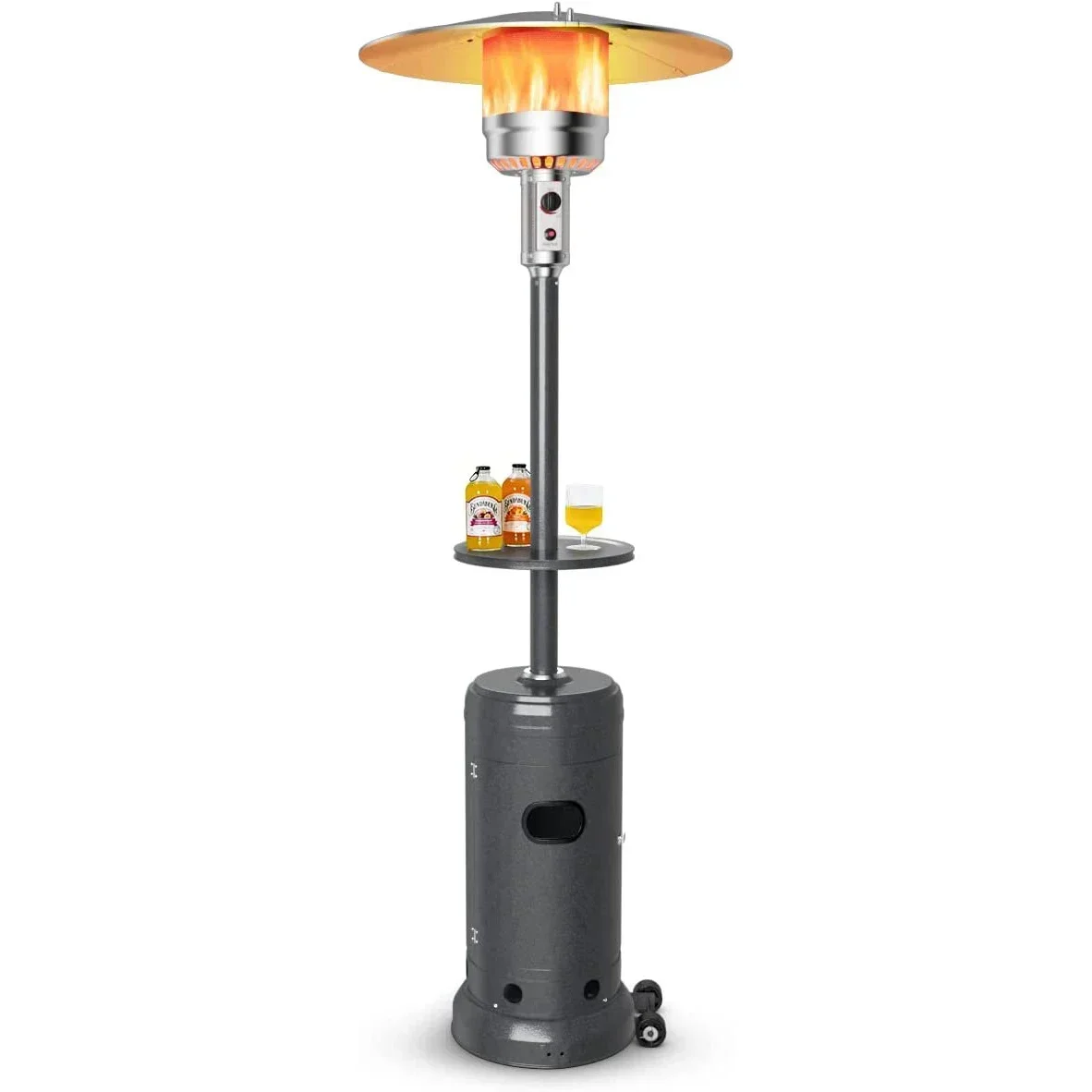 Basics 46,000 BTU Outdoor Propane Patio Heater with Wheels, Commercial & Residential, Slate Gray, 32.1 x 32.1 x 91.3 inches (LxW