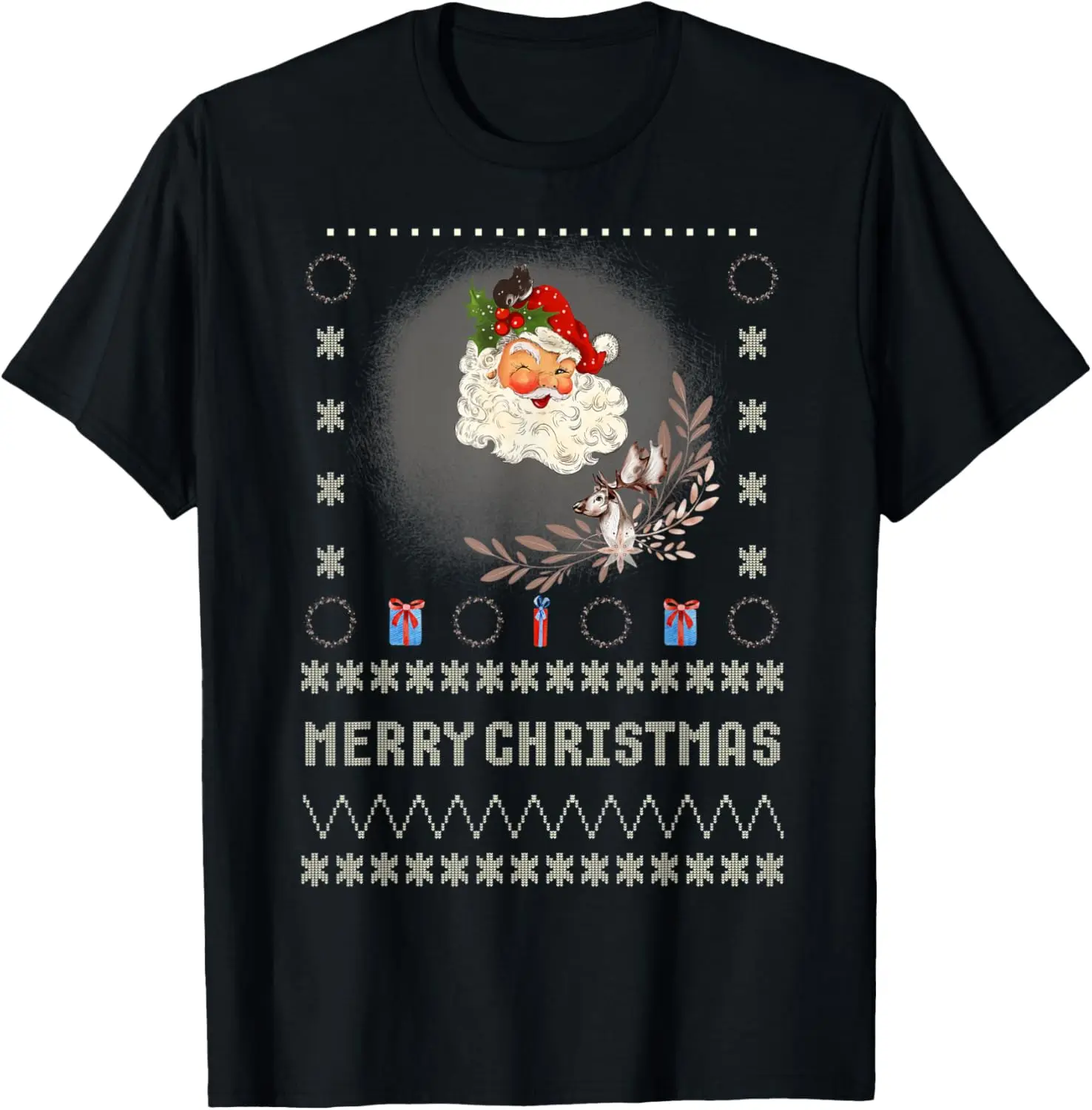 

Vintage Christmas Santa Claus Sweater Merry Christmas Retro T-Shirt