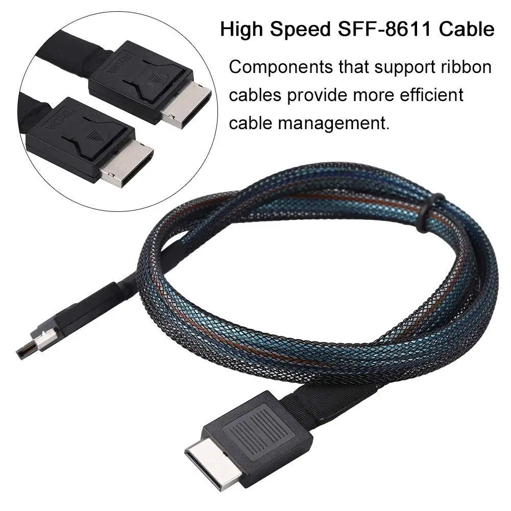 

SFF-8611 4i Data Extension Cable MINI SAS Cable 24Gbps SFF-8611 to SFF-8611 Server Data Transfer Line 0.5M