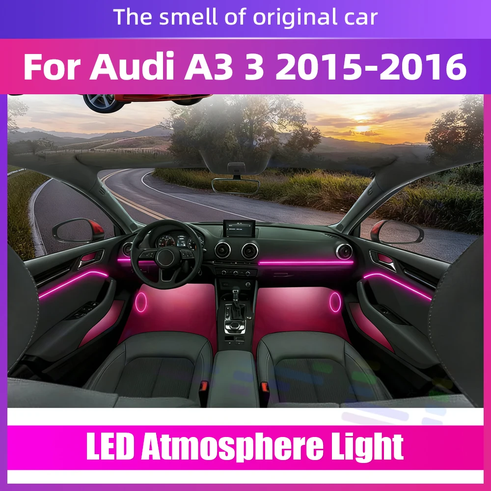 

Для Audi A3 3 2015-2016 Автоматическая светодиодная 64-цветная RGB симфоническая внутренняя полоса для вращения внутреннего обогащенного датчика вождения